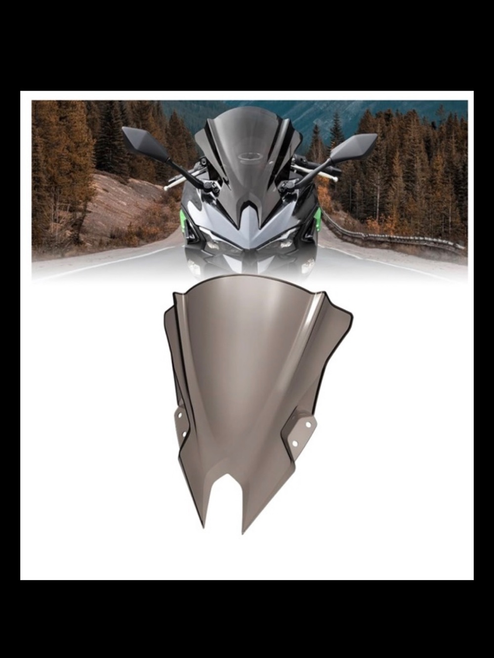 Motorcycle 18.4" Windscreen Windshield Replacement Kawasaki Ninja500SE  2024-26